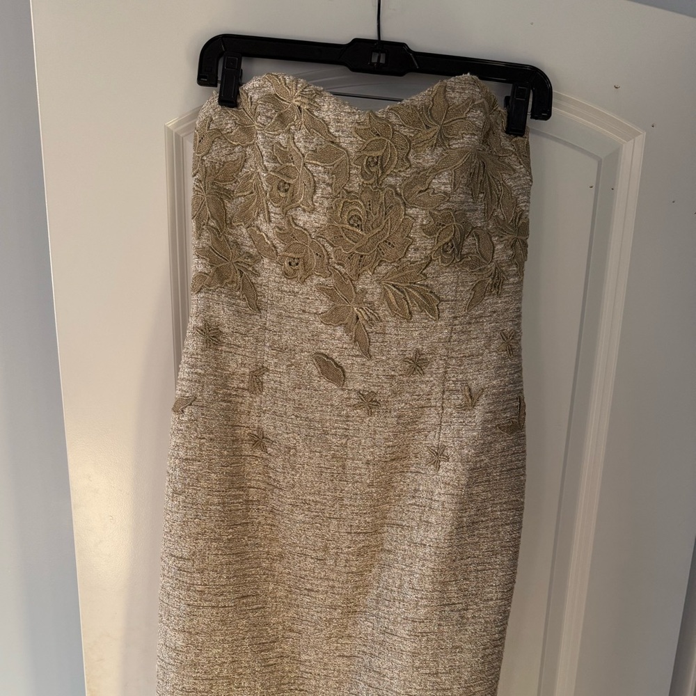 Badgley Mischka Floral Embroidered Midi Dress